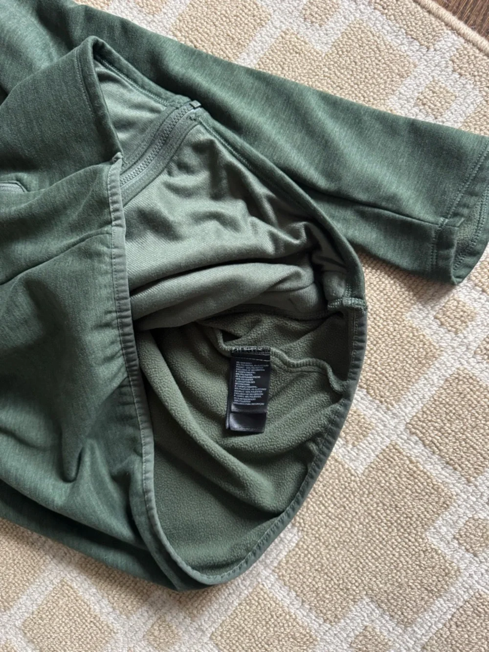 The North Face Tech Fleece Full Zip Jacket Outdoor Olive Green Mens Large